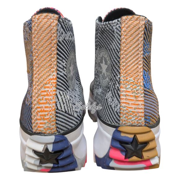 Converse Run Star Hike High Knit Mashup Blue Pink Platform Sneaker Womens 7.5 - Picture 3 of 10